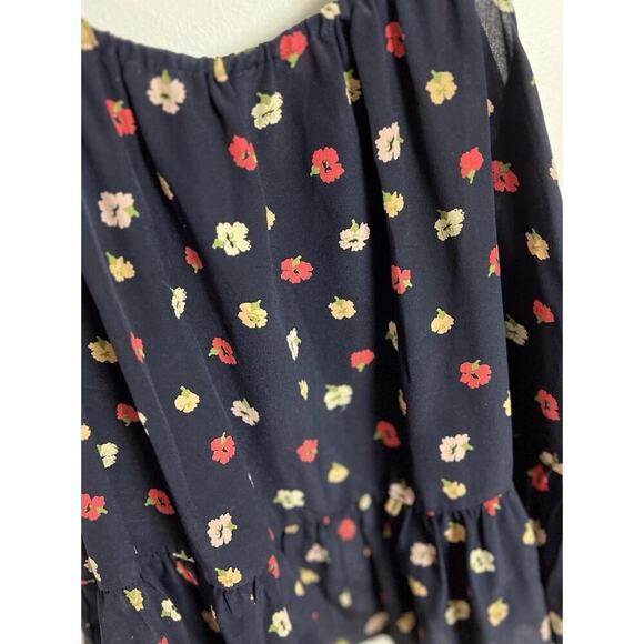 Madewell Silk Ruffle-Strap Cami Top in Confetti Floral Size 10 Navy Blue Floral - Picture 6 of 9